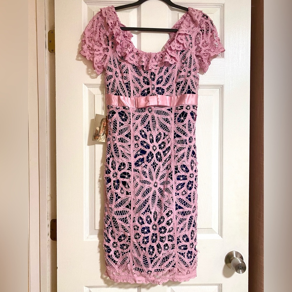 Vintage Betsey Johnson Pink Lace Overlay Dress